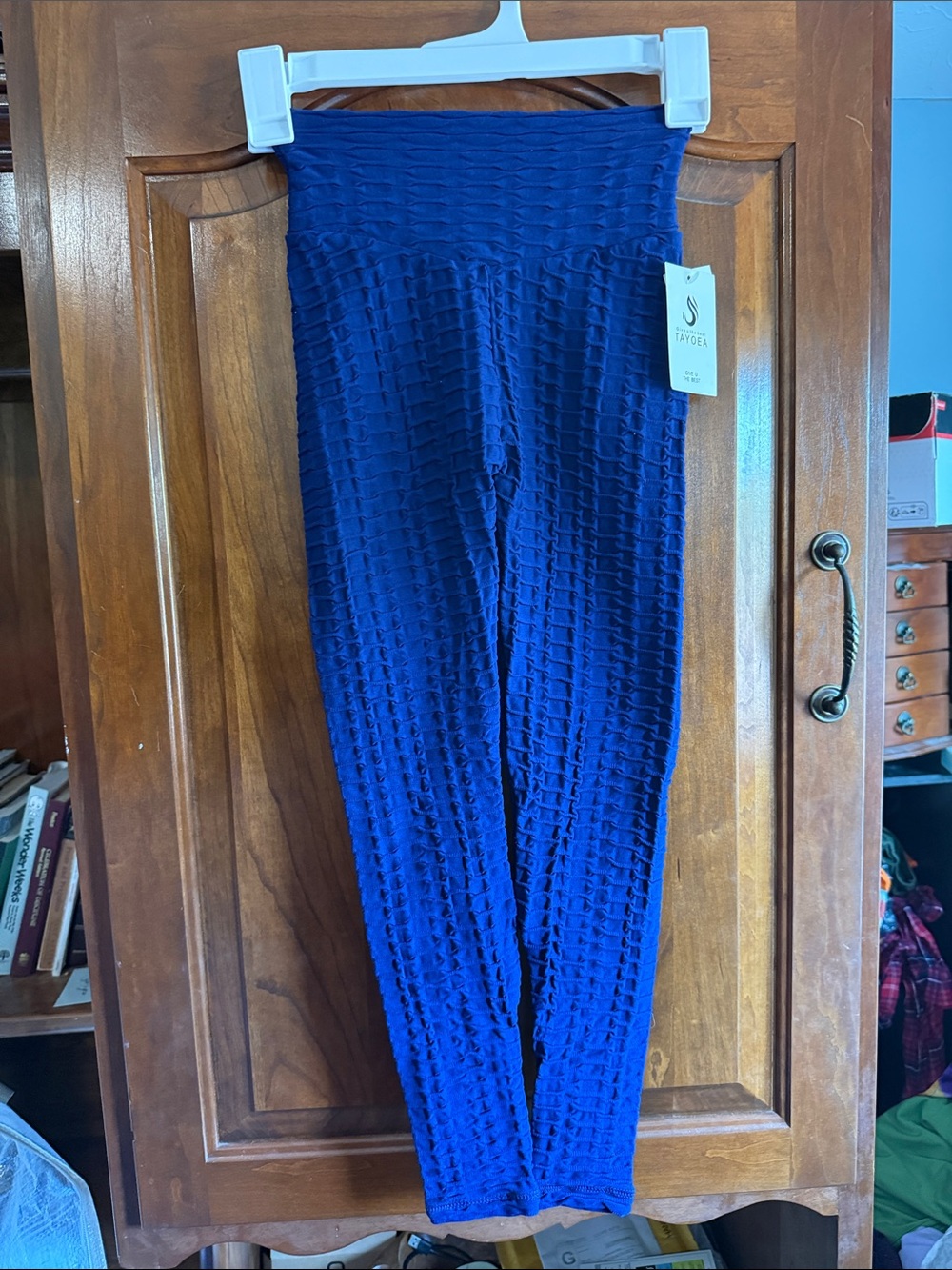 Tayoea Textured High-Waist Leggings - Navy Blue